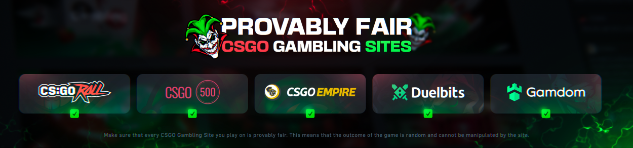Provably Fair CSGO Gambling Sites